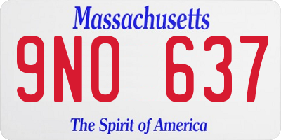 MA license plate 9NO637