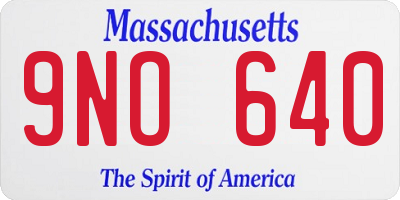 MA license plate 9NO640