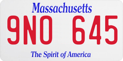 MA license plate 9NO645
