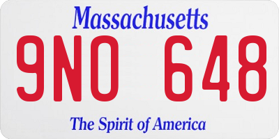 MA license plate 9NO648