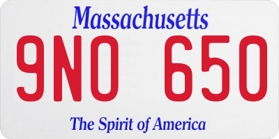 MA license plate 9NO650