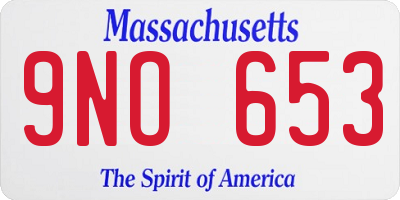 MA license plate 9NO653