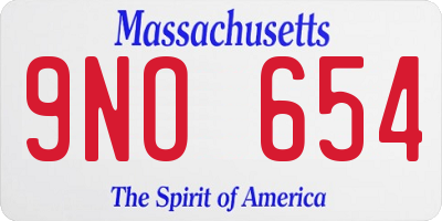 MA license plate 9NO654