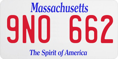 MA license plate 9NO662