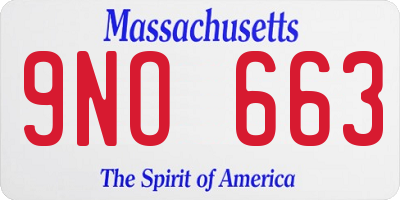 MA license plate 9NO663