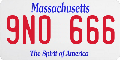 MA license plate 9NO666