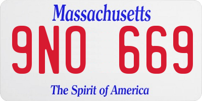 MA license plate 9NO669