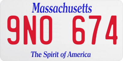 MA license plate 9NO674