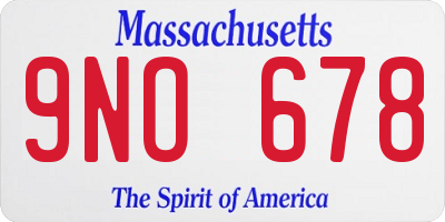 MA license plate 9NO678