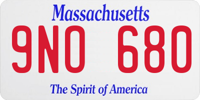 MA license plate 9NO680
