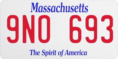 MA license plate 9NO693
