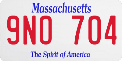 MA license plate 9NO704