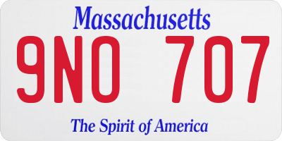 MA license plate 9NO707