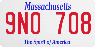 MA license plate 9NO708