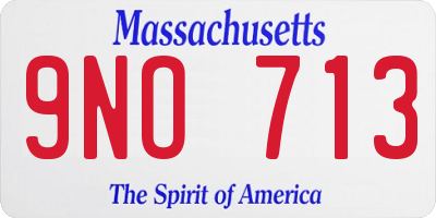 MA license plate 9NO713