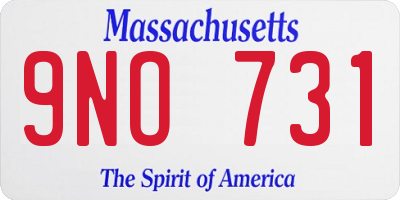MA license plate 9NO731