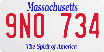 MA license plate 9NO734