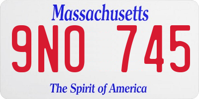 MA license plate 9NO745