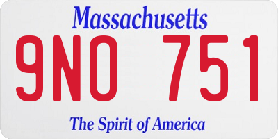 MA license plate 9NO751