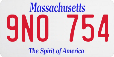 MA license plate 9NO754