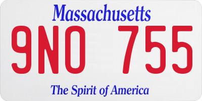MA license plate 9NO755