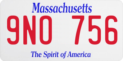 MA license plate 9NO756