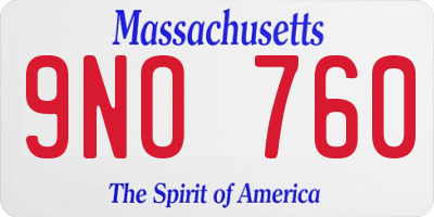 MA license plate 9NO760
