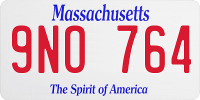 MA license plate 9NO764
