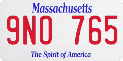 MA license plate 9NO765