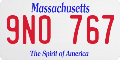 MA license plate 9NO767