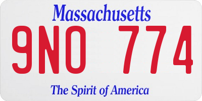 MA license plate 9NO774