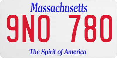 MA license plate 9NO780