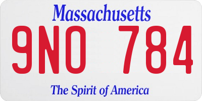 MA license plate 9NO784