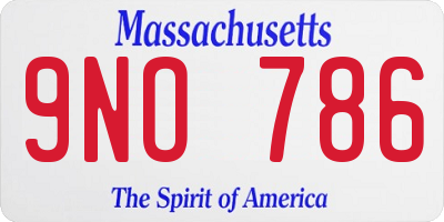 MA license plate 9NO786