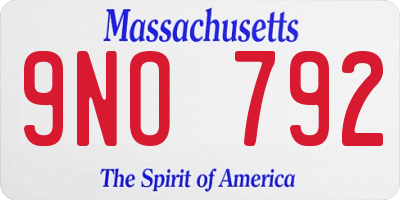 MA license plate 9NO792