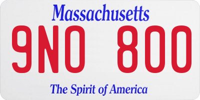 MA license plate 9NO800