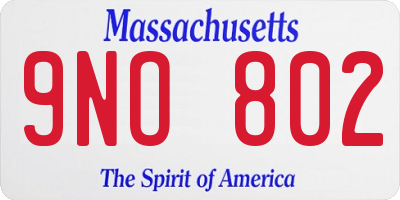 MA license plate 9NO802