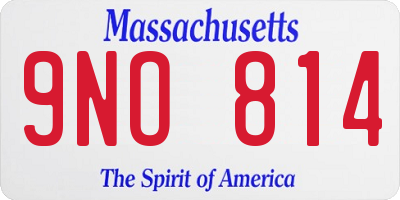 MA license plate 9NO814