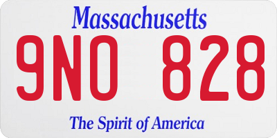 MA license plate 9NO828