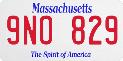 MA license plate 9NO829
