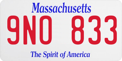 MA license plate 9NO833