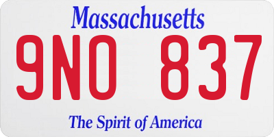 MA license plate 9NO837