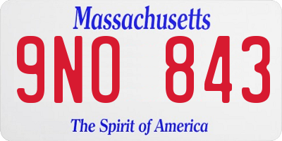 MA license plate 9NO843