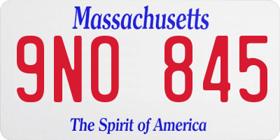MA license plate 9NO845