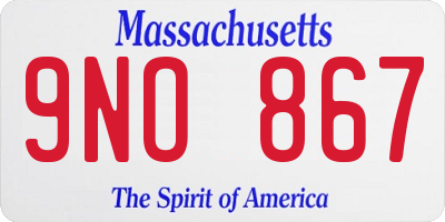 MA license plate 9NO867