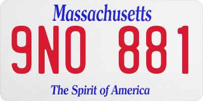 MA license plate 9NO881
