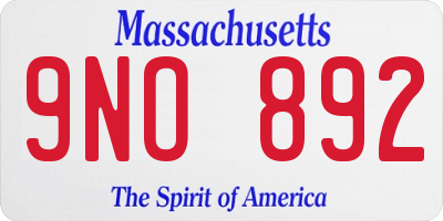 MA license plate 9NO892