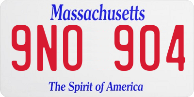 MA license plate 9NO904