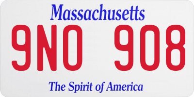 MA license plate 9NO908