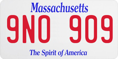 MA license plate 9NO909